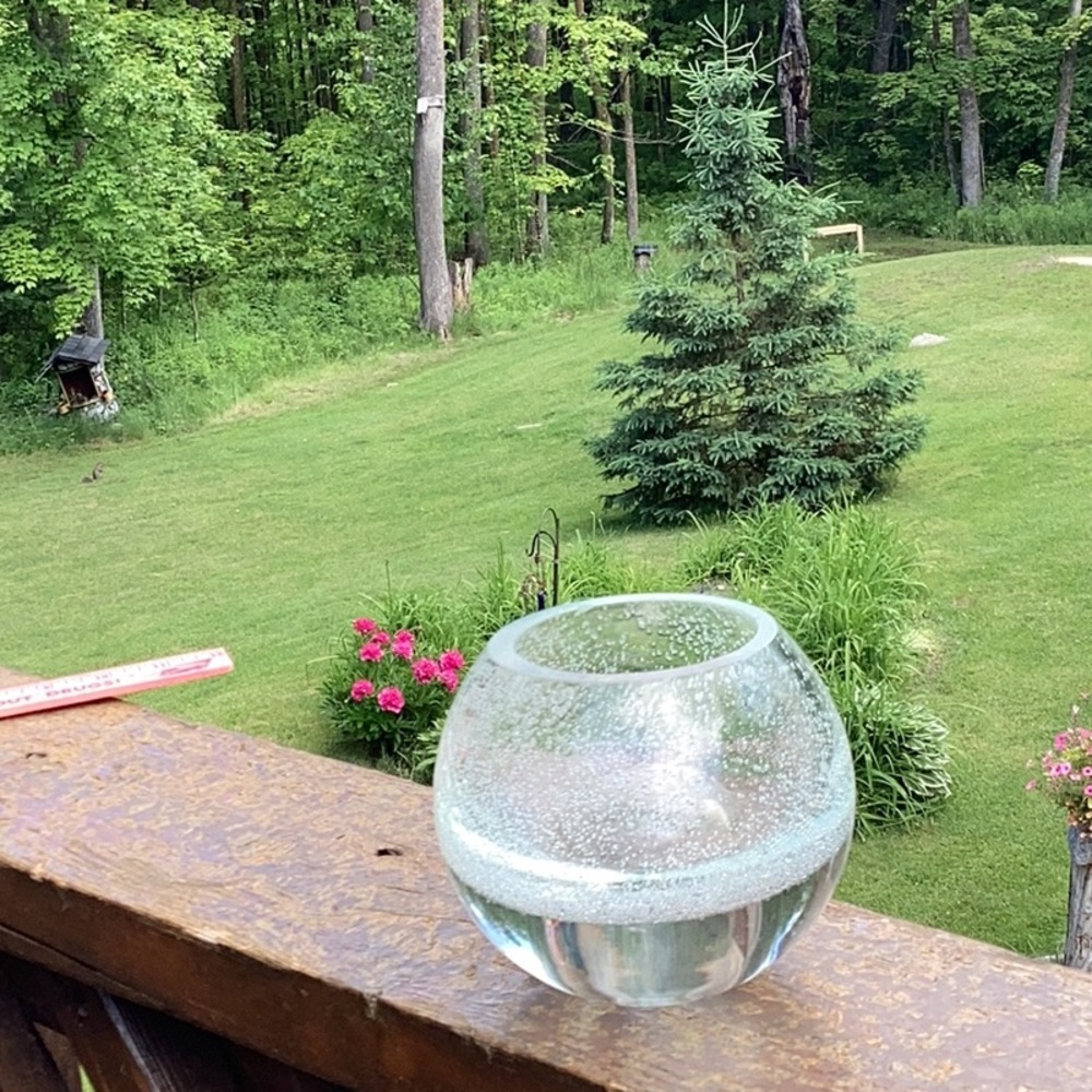 ART GLASS  VASE Murano Blown Glass BOWL hundreds of BUBBLES 💭